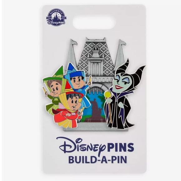 Disney Sleeping Beauty Maleficent & 3 Good Fairies Build-a-Pin Starter Set NWT - Picture 6 of 6